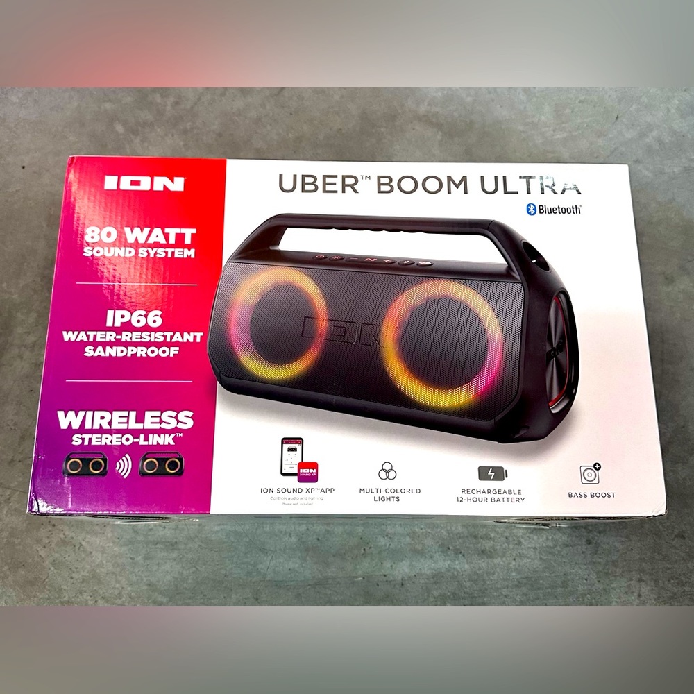 BRAND NEW!! ION Audio - Uber Boom Ultra Water Resistant Bluetooth Stereo Boombox